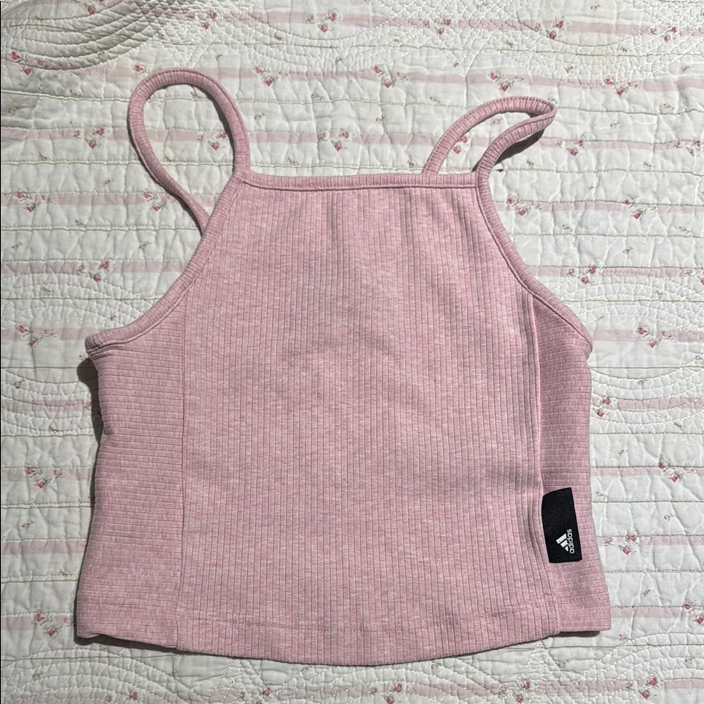 Adidas Pink Ribbed Tank Top